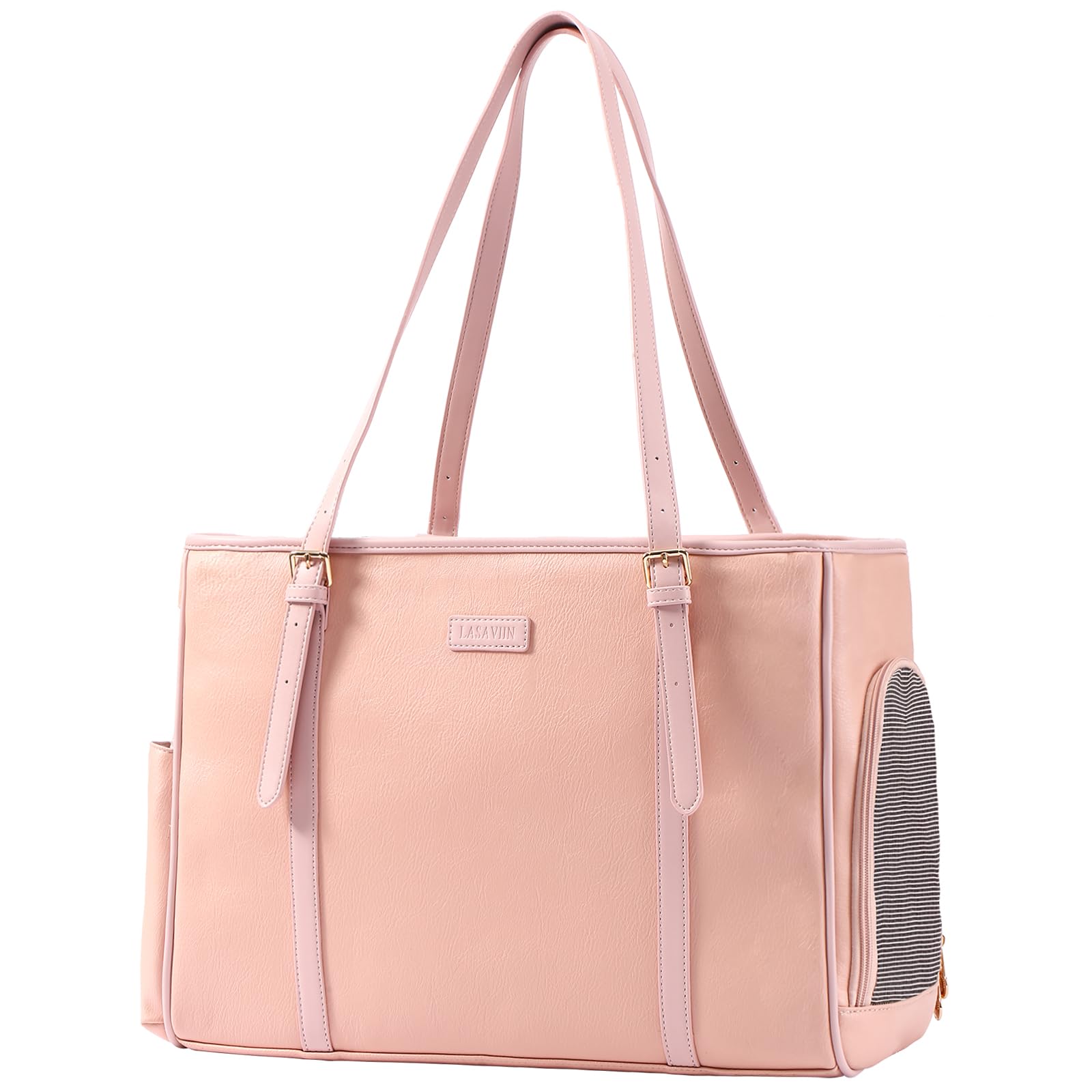 Lasaviin Fashion Dog Purse Pet Carrier Leather Bag for Small Dogs Cats Puppy, Portable Tote Bag Airline Approved Soft-Sided Carr