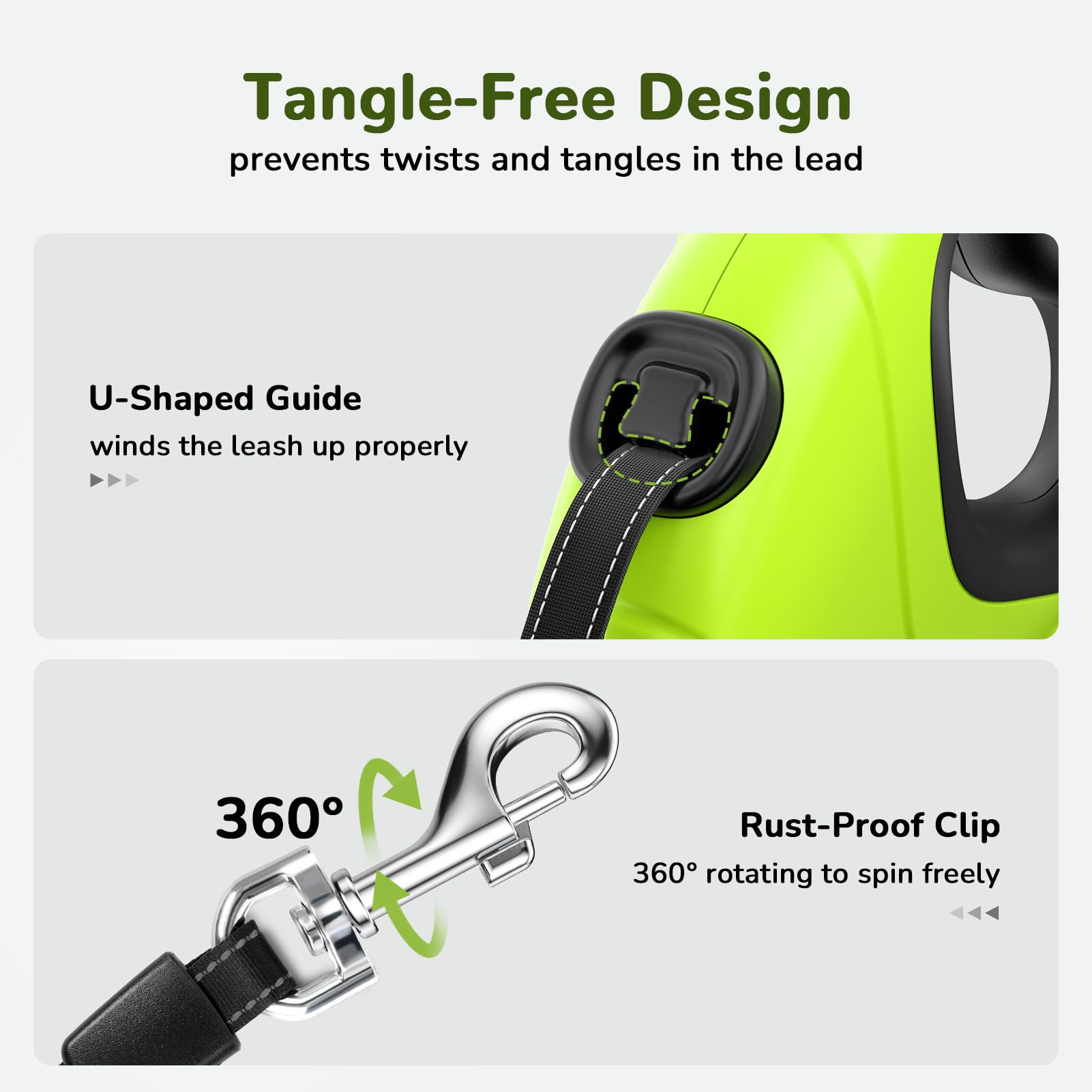 Pecute 32Ft Retractable Dog Leash With Reflective Strips, 360 Tangle-Free, One-Button Control & Sturdiness Nylon Material, Long