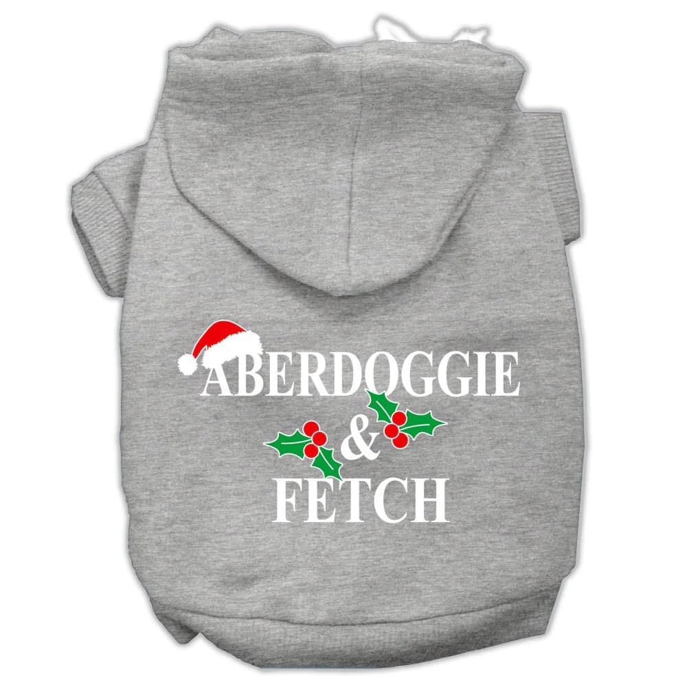 Christmas Pet Dog and Cat Hoodie Screen Printed, Aberdoggie & Fetch Black XL (14-20 lbs.) \
