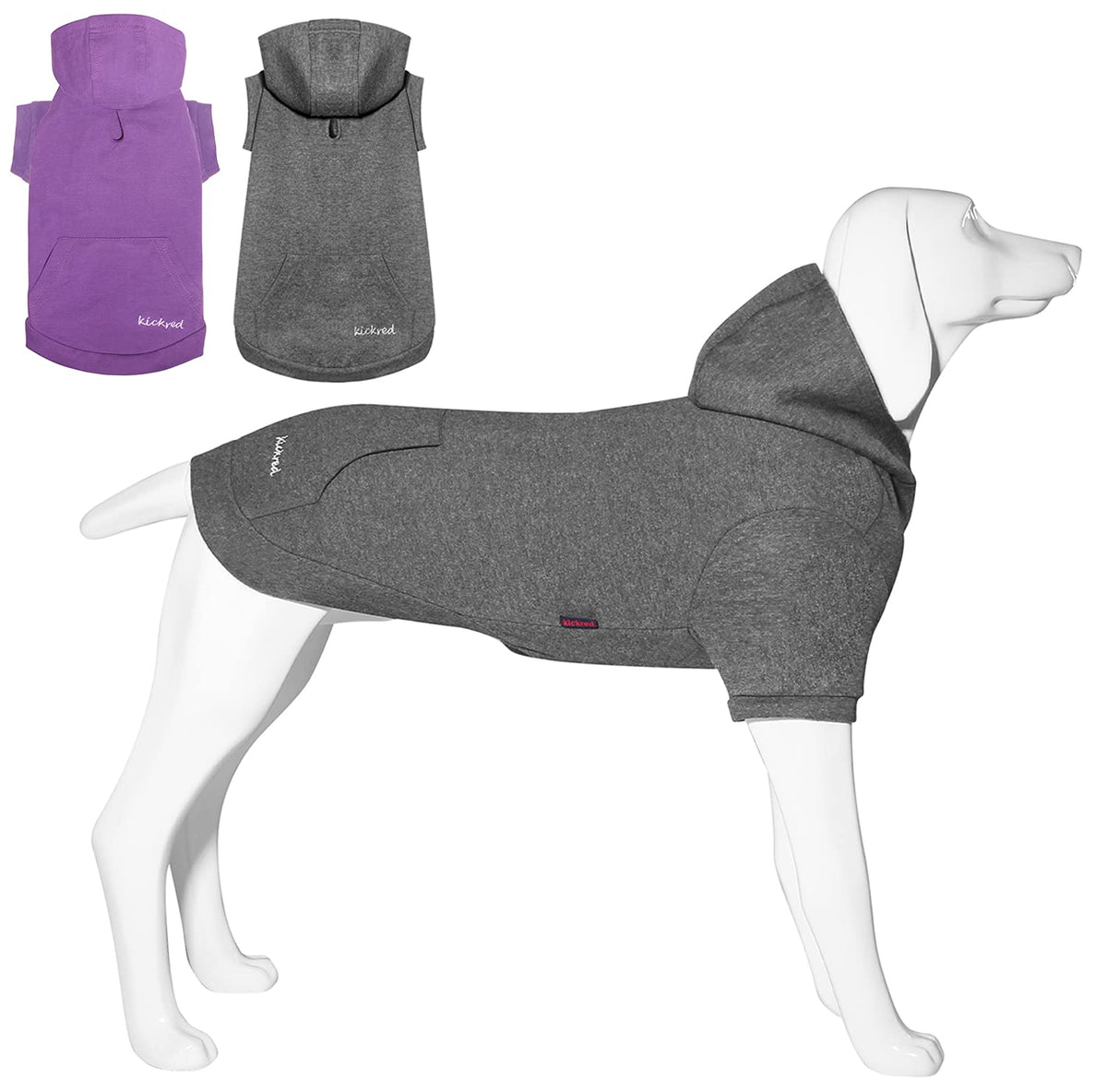 Kickred 2 Pieces Basic Cotton Dog Hoodie Sweater, Soft Pet Clothes Dog Sweatshirts, Dog Outfit Coat Pullover With Pocket And Leash Hole For Small Medium Large Dogs, 2Xl