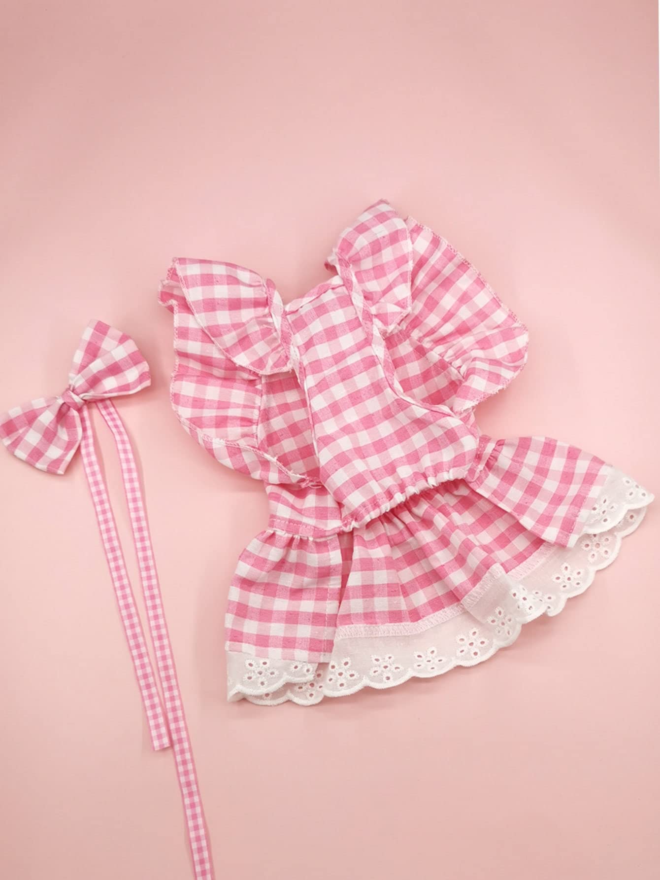 QWINEE Cute Dog Dress Ruffle Trim Cat Lace Princess Dresses with Bow Decor Puppy Tutu Skirt Holiday Party Costume Outfit for Sma