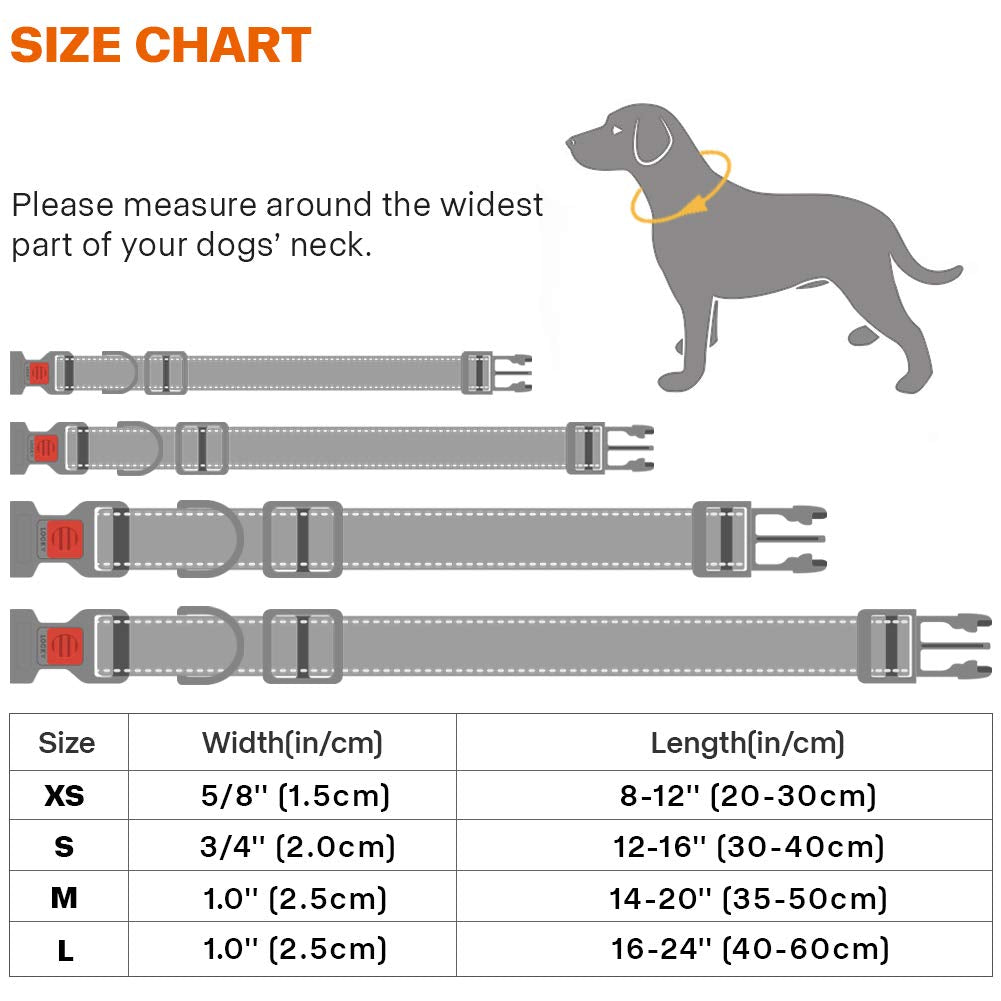 Taglory Reflective Dog Collar With Safety Locking Buckle, Adjustable Nylon Pet Collars For Medium Dogs, Tan