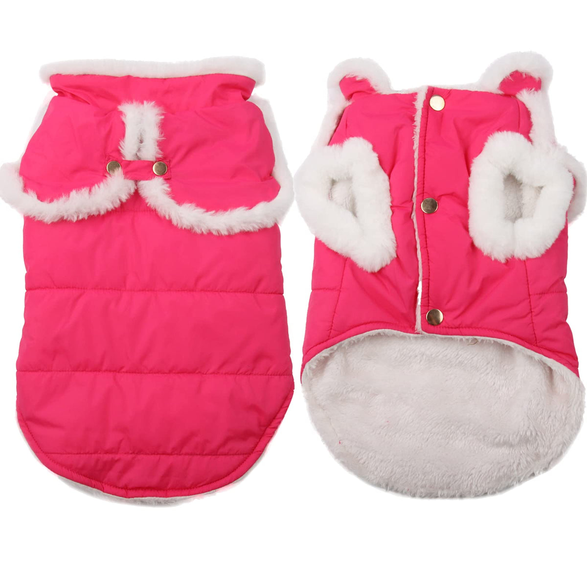 Joydaog Shawl Design Fleece Lined Warm Dog Jacket For Winter Cold Weather,Soft Windproof Large Dog Coat,Pink Xxxl