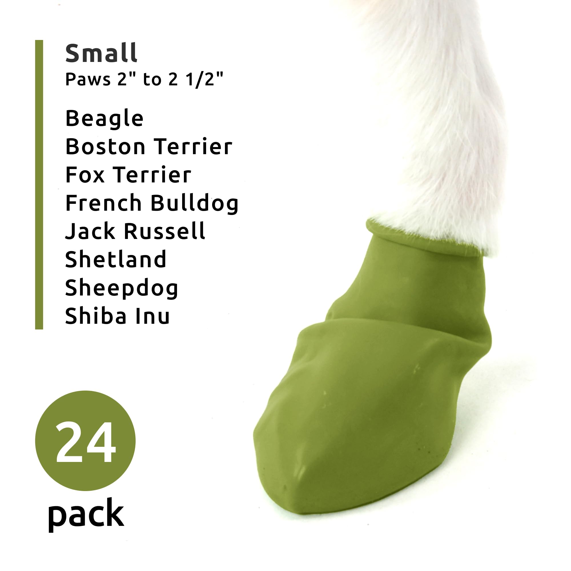 PawZ Rubber Dog Boots for Paws up to 2 1/2'', 24 Total (2 Packs of 12) - All-Weather Dog Booties for Hot Pavement, Snow, Mud, an