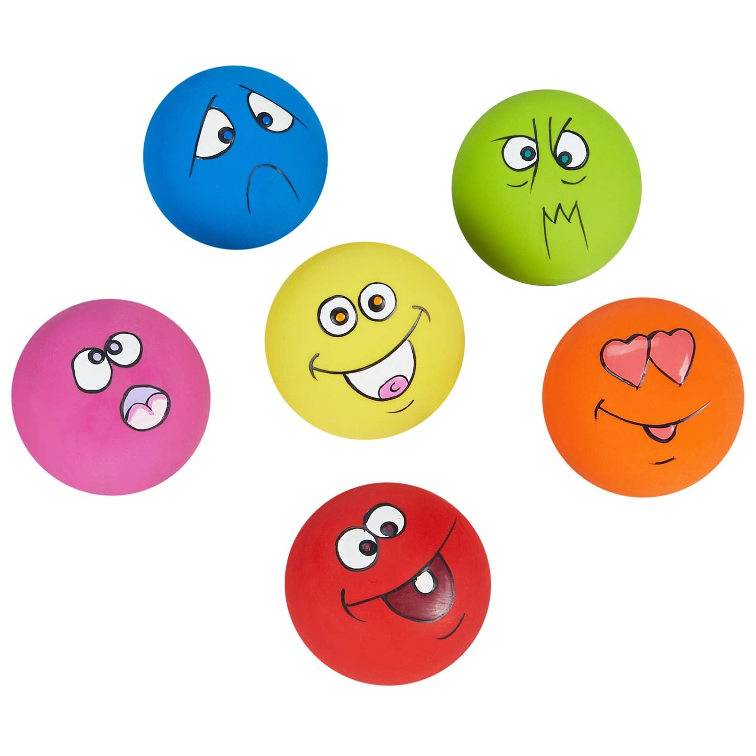 Coricorsu Dog Toy Squeaky Dog Toys Funny Face Chewing Latex Rubber Soft Fetch Play Interactive Dog Balls For Puppy Small Medium Pet Dog (6Pcs)