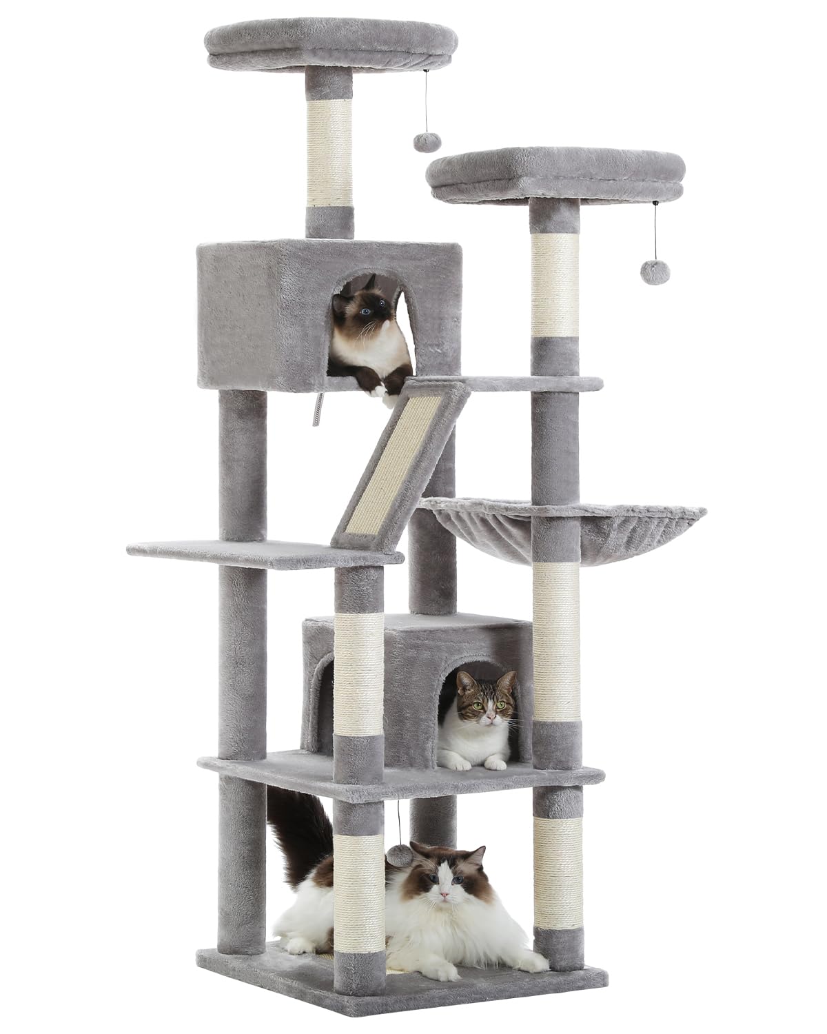 Muttros Tall Cat Tree 70.9'', Large Cat Tree For Indoor Cats, Multi-Level Plush Cat Condo With 6 Scratching Posts, 2 Scratching 