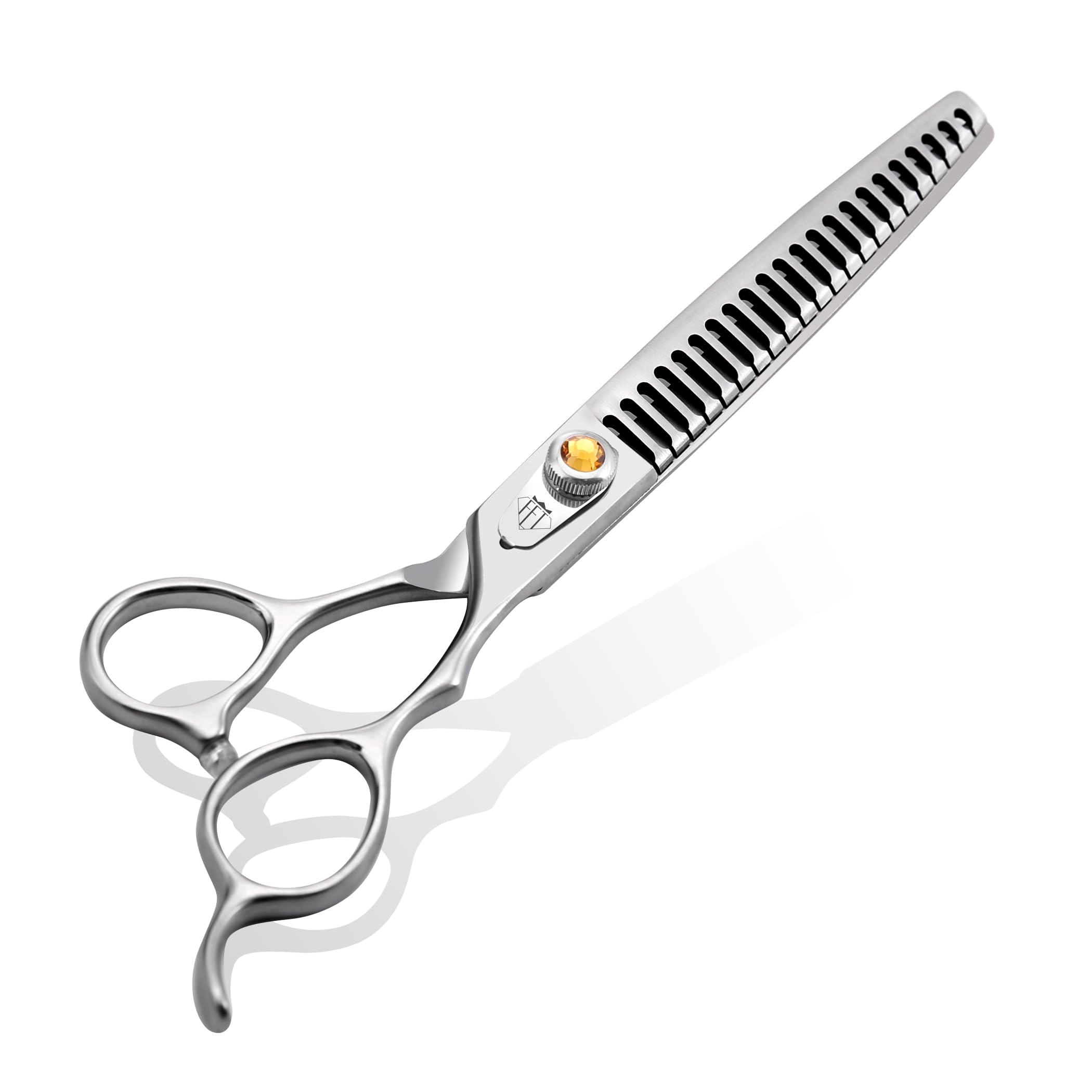Fenice Professional Dog Grooming Scissors: 7.5 Inch Chunker Shears For Dogs Trimming Made Of Japanese 440C Stainless Steel Yello