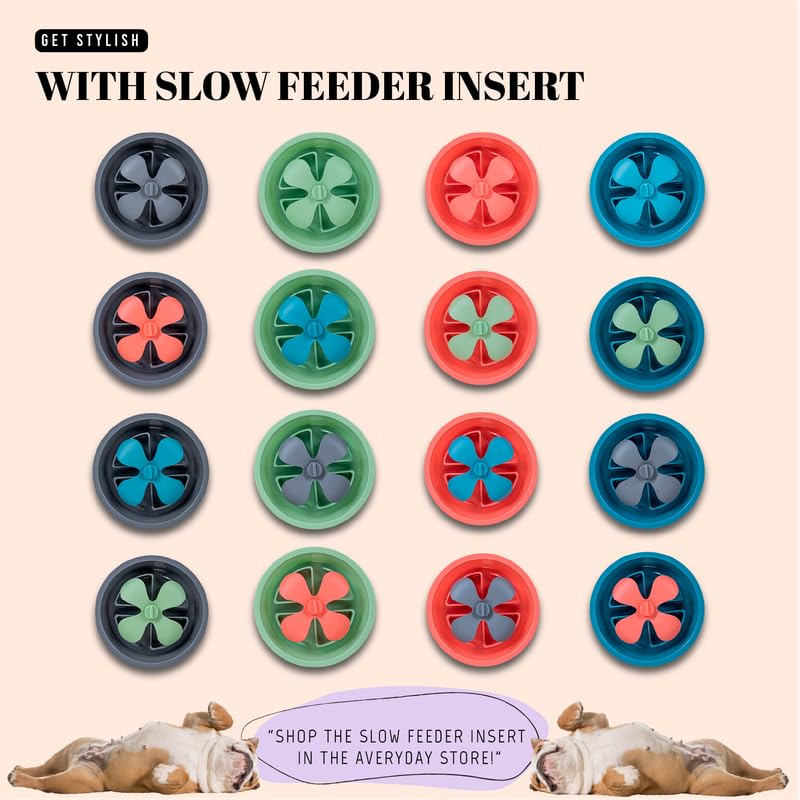 AVERYDAY Slow Feeder Dog Bowl PSF-L, Non-Slip Blue, 2.5 Cups, Fits Raised Feeding Station, Ideal for Large Breeds