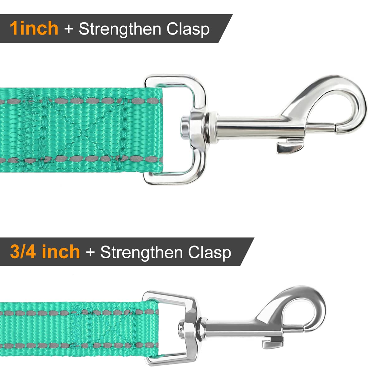 Joytale Double-Sided Reflective Dog Leash, 6 Ft/5 Ft/4 Ft, Padded Handle Nylon Dogs Leashes For Small & Medium Dogs Walking, Teal, 5Ft
