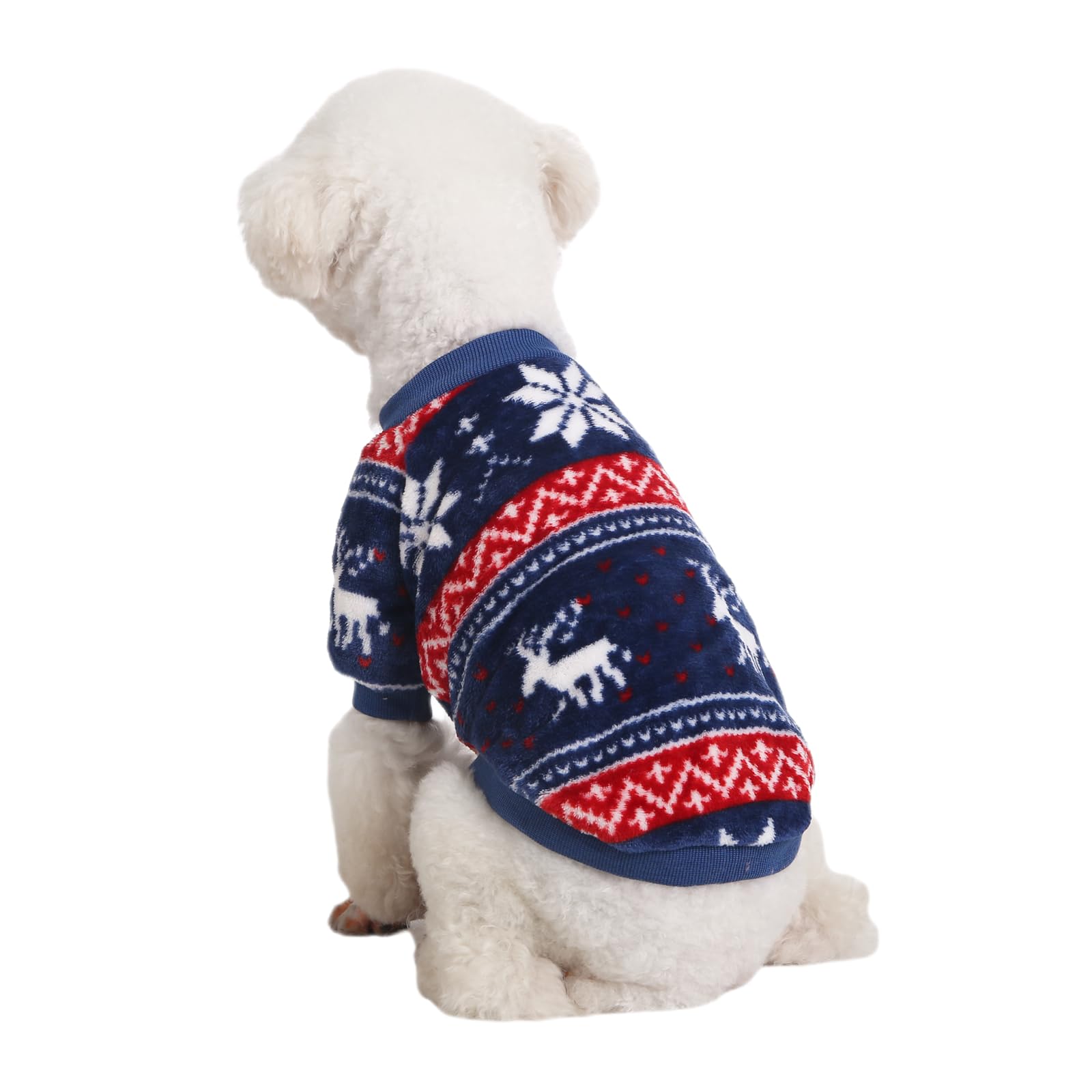 Kyaringtso Dog Sweater, 2 Pack Dog Sweaters For Small Dogs, Dog Clothes For Small Dogs Girl Boy, Ultra Soft And Warm Puppy Sweater Dog Coat For Winter Christmas (Xx-Small, Xmas Red+Xmas Blue)
