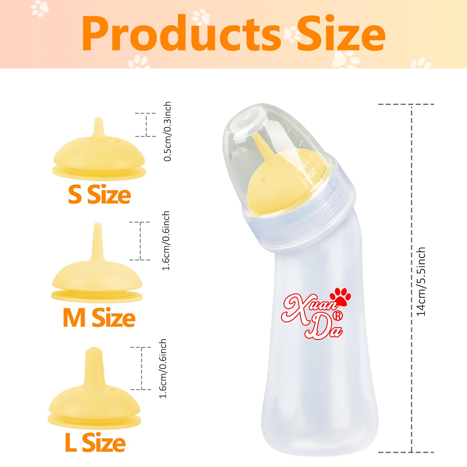 Xuanda Pet Feeding Bottle Set - 3 Pack Wide Mouth Nursing Bottles with Nipples & Ventilation Valve for Puppies, Kittens - Yellow
