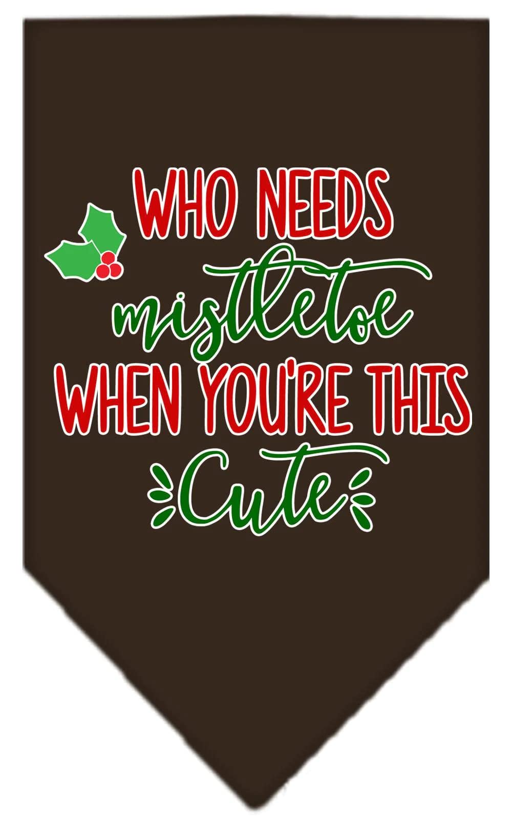 Christmas Pet and Dog Bandana Screen Printed, "Who Needs Mistletoe" Grey Large