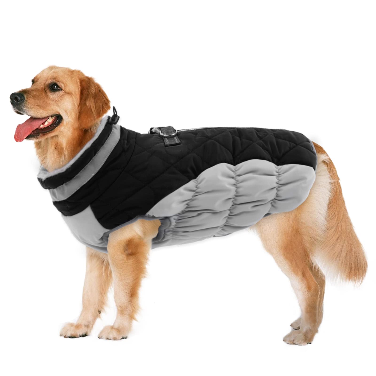 Lelepet Warm Dog Winter Coat Dog Coat Fleece Dog Jacket With Built In Harness Windproof Dog Cold Weather Coats Reflective Turtle