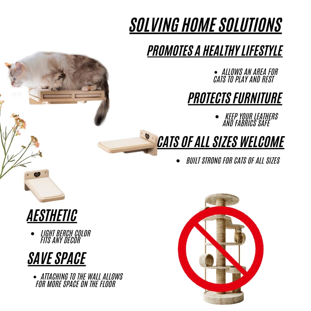 Cat Wall Shelves Purrfect Perches Cat Tree Simple Lightweight Sleek Comfortable Cushion With Fastener Shelves For Wall, Shelf Fu