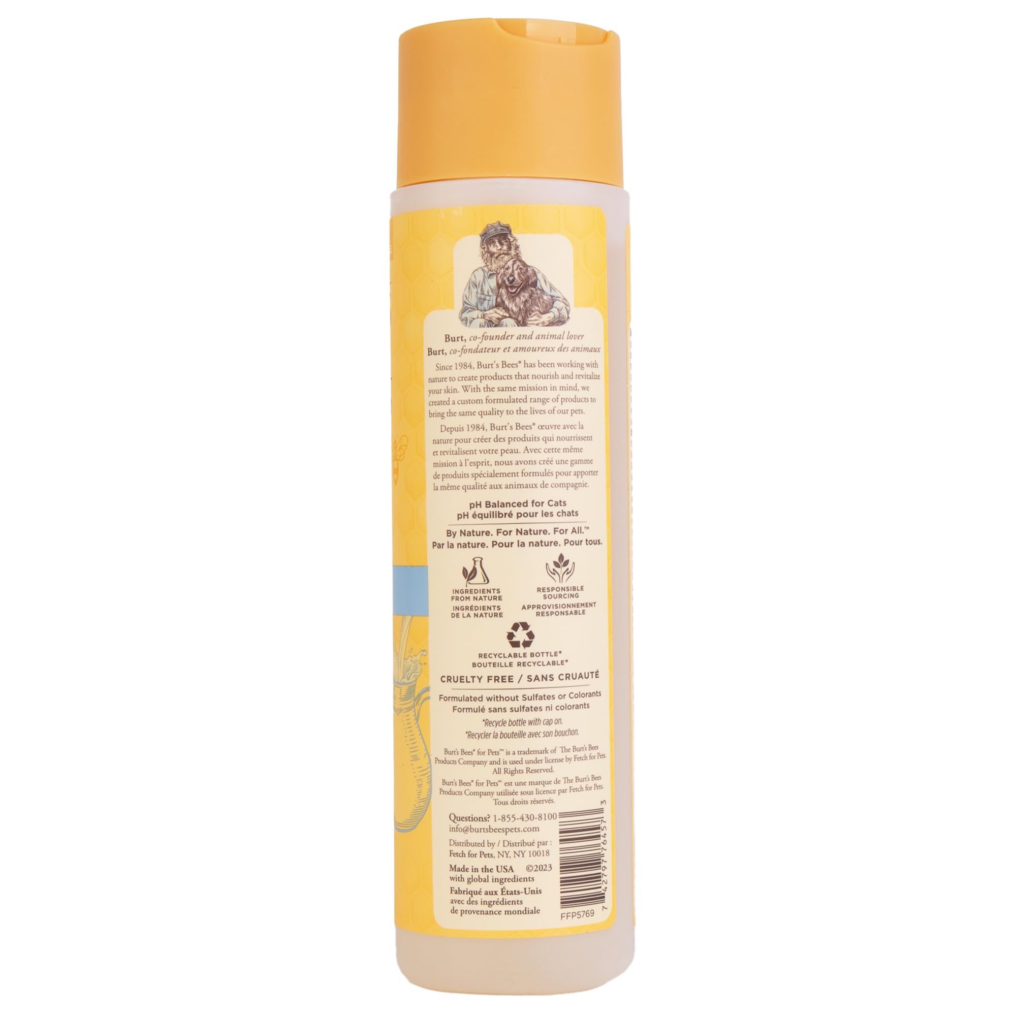 Burt'S Bees For Pets Tearless Kitten Shampoo With Buttermilk, 99.3% Natural Origin Formulas, Pet Shampoo For Cats, Gentle Cat Shampoo, Cat Shampoo For Itchy Skin, 10 Oz