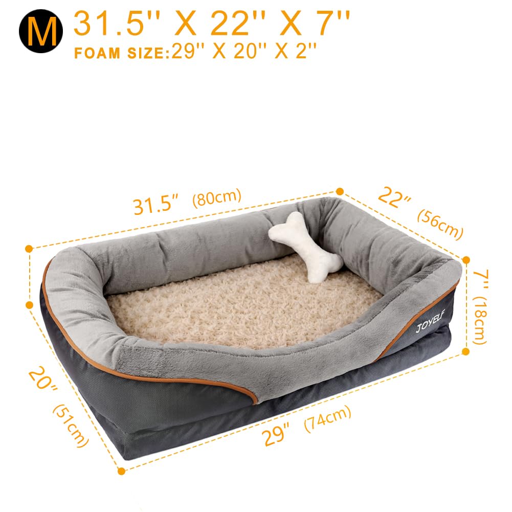 Joyelf Medium Memory Foam Dog Bed Orthopedic Dog Bed & Sofa With Removable Washable Cover And Squeaker Toy As Gift
