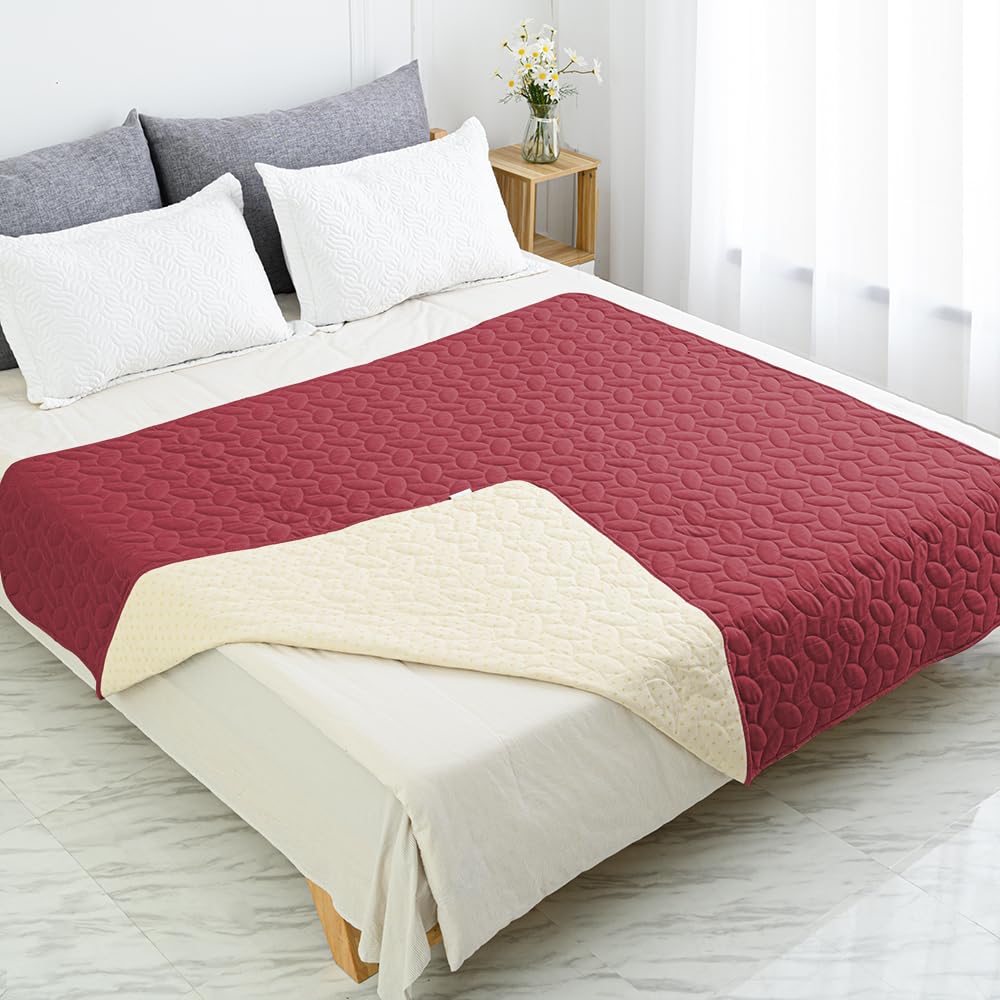 Ameritex Waterproof Pet Bed Cover Anti-Slip Dog Bed Blanket for Sofa and Furniture Waterproof New Pattern Design (Burgundy, 30x9