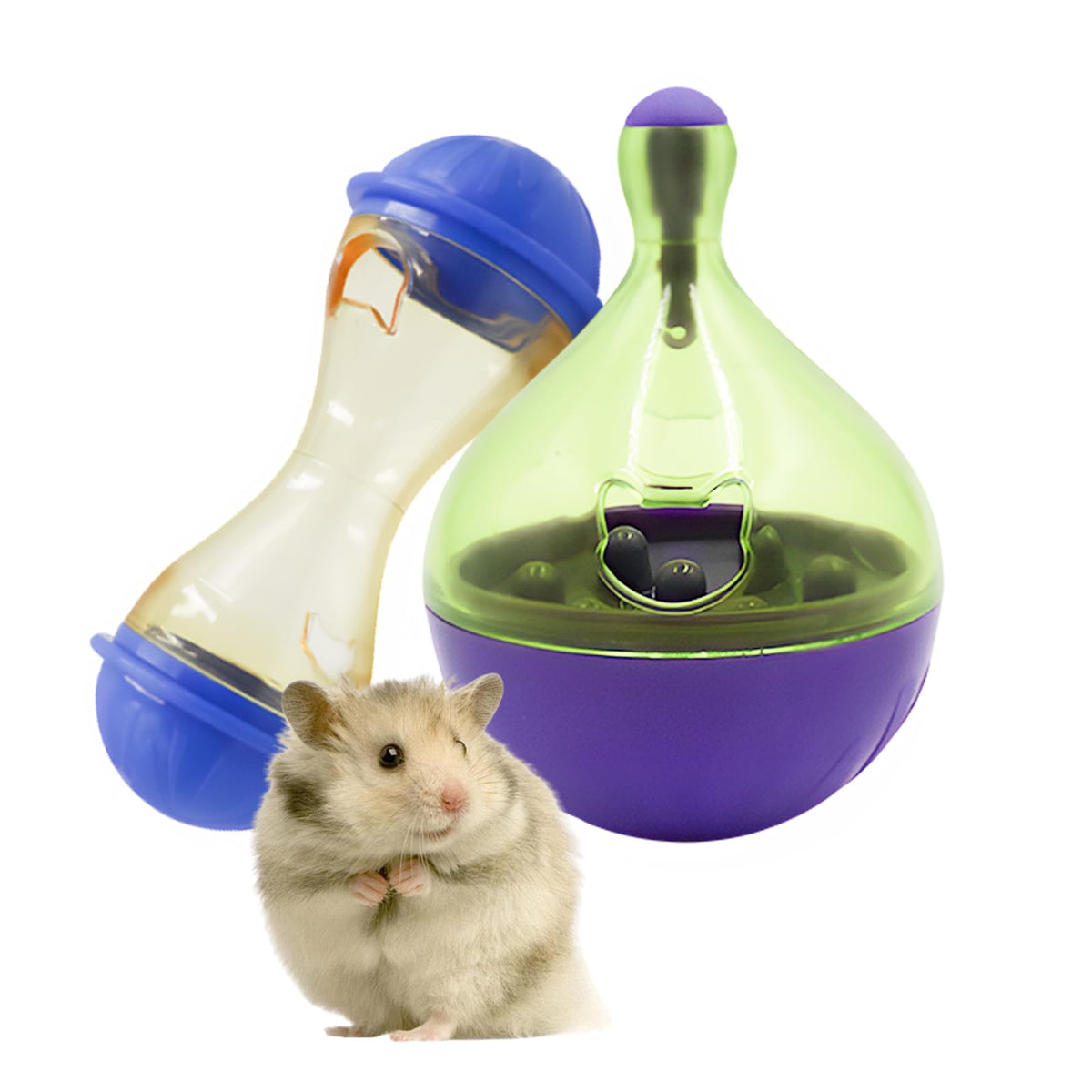 Dual Interactive Foraging Toys - Tumbler & Hourglass Treat Dispensers for Rabbits, Guinea Pigs, Hamsters & Small Pets | Mental S
