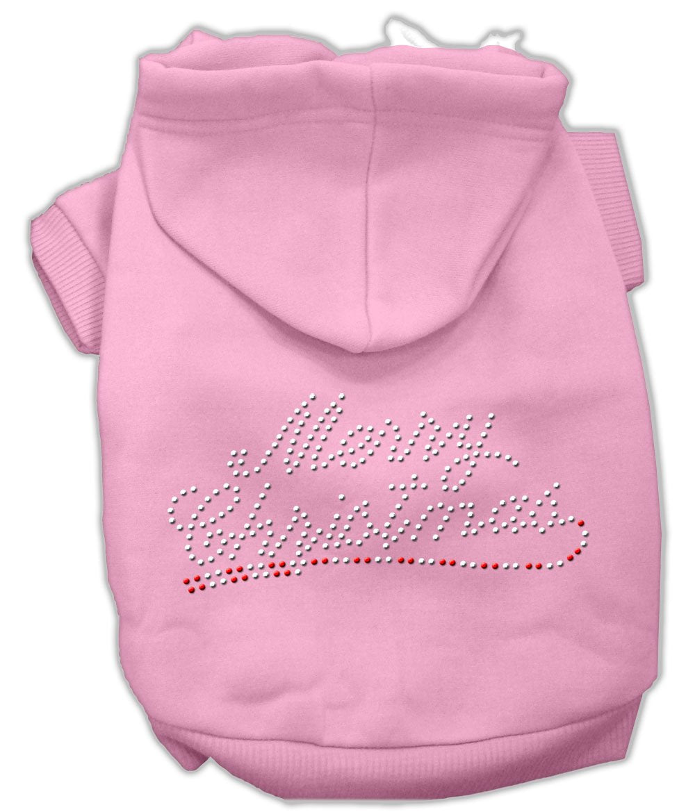 Mirage Pet Products 20-Inch Merry Christmas Rhinestone Hoodies, 3X-Large, Pink