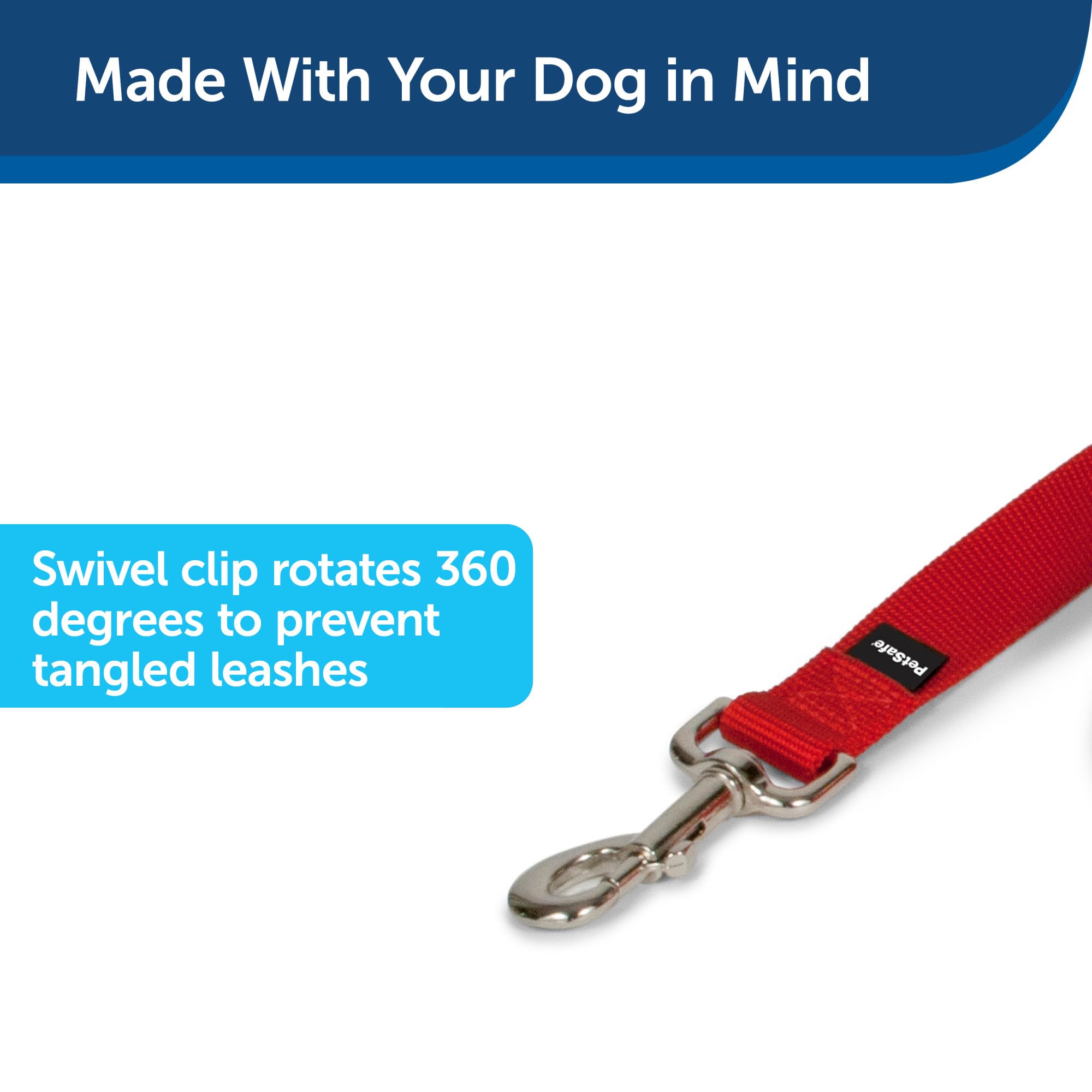 Petsafe Nylon Dog Leash - Strong, Durable, Traditional Style Leash With Easy To Use Bolt Snap - 3/8 In. X 6 Ft., Red
