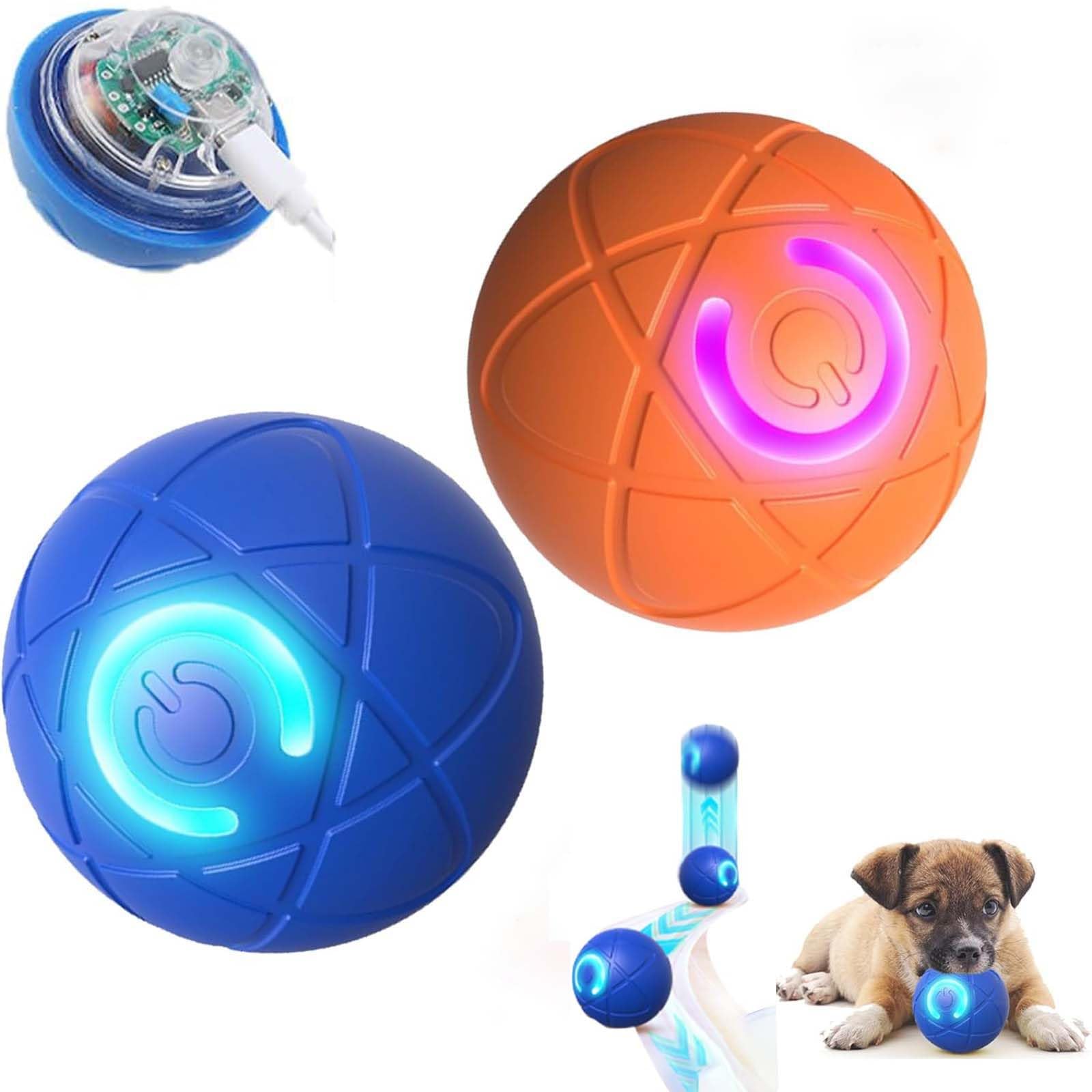 Vibrating Bouncing Dog Toy Ball With Self-Rolling Motion - Durable Chew-Resistant Interactive Puppy Toy For Small & Medium Dogs 