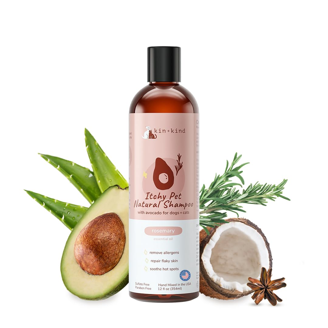 Kin+Kind Anti-Itch Dog & Cat Shampoo For Itchy Skin And Allergies - Safe, Natural Formula With Olive, Coconut, And Avocado Oil -