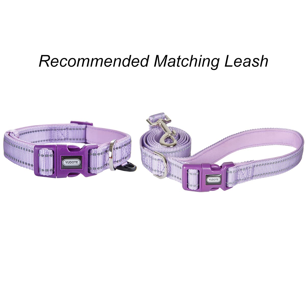 Yudote Reflective Dog Leash 4 Ft With Soft Padded And Buckle Handle, Nylon Heavy Duty Durable Dog Leashes For Medium Large Dogs,Lilac