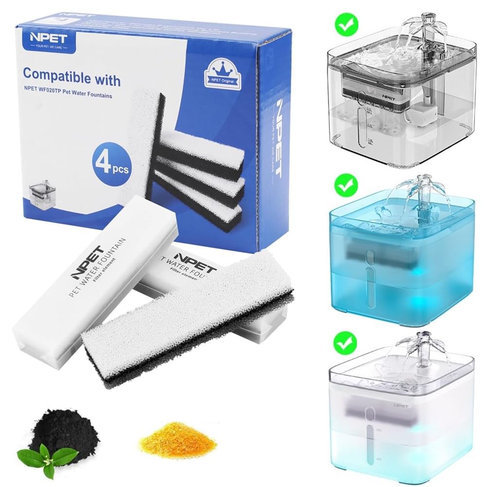 Npet Cat Dog Water Fountain Replacement Filters For Wf020Tp/Wf020Bl/Wf020Wh Fountains
