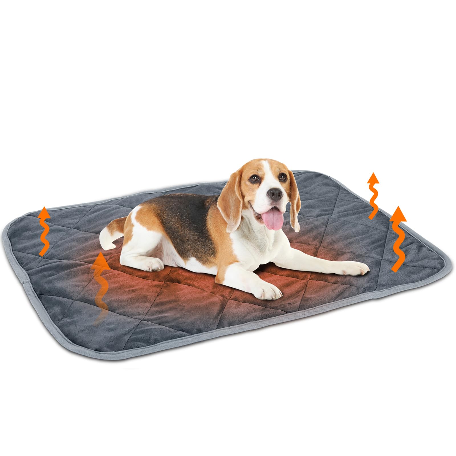 Nobleza Self Warming Pet Pad, Extra Warm Thermal Dog Crate Pad For Indoor Outdoor Pets, Washable Anti-Slip Kennel Mat For Medium Small Dogs And Cats, 28' × 19' Grey