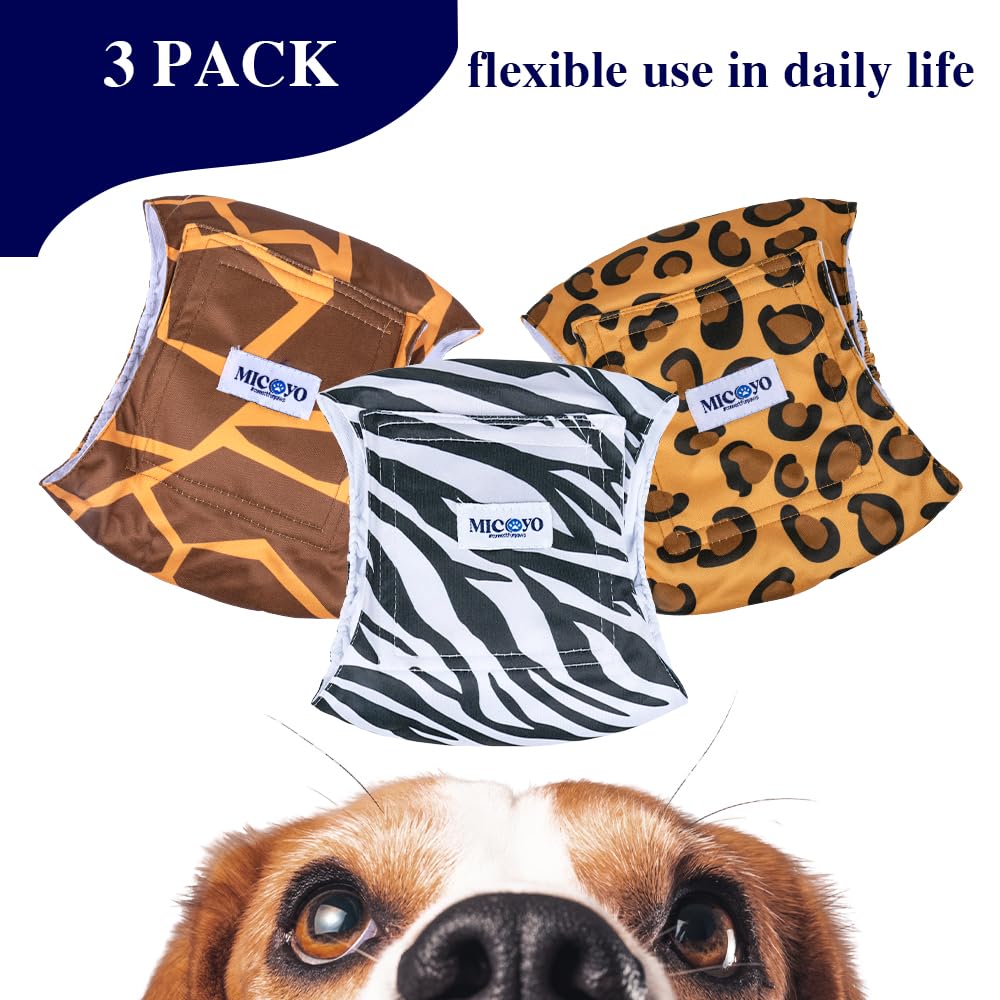 Micooyo Belly Bands For Male Dogs, 3 Pack Reusable Dog Diapers Male For Puppy Doggie, Washable Male Dog Wraps Xsmall (M, Grassland)