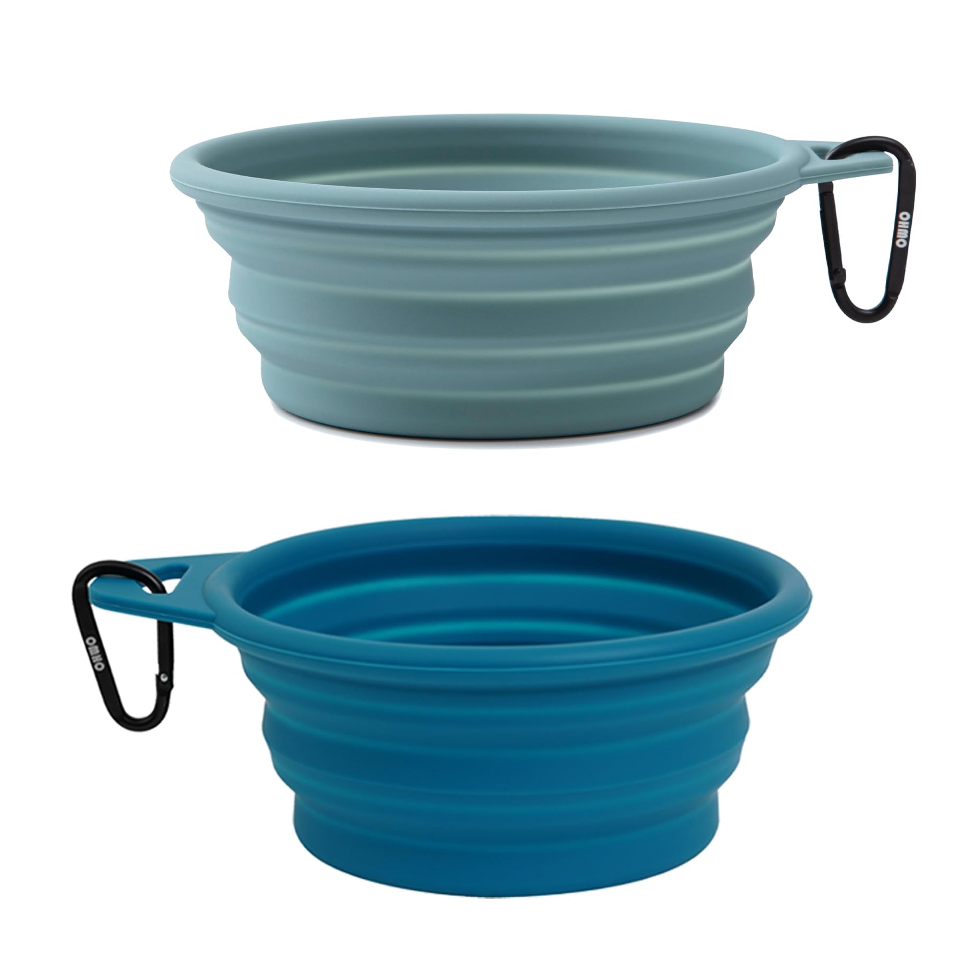 Ohmo Collapsible Dog Bowl(2 Pack, Peacock&Light Blue 12Oz/400Ml) Premium Silicone Pet Water Bowls For Cats & Dogs, Portable Dog