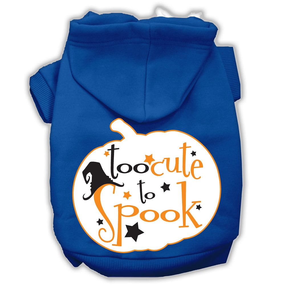 Halloween Pet Dog & Cat Hoodie Screen Printed, 'Too Cute To Spook' Blue Lg (10-14 Lbs.)