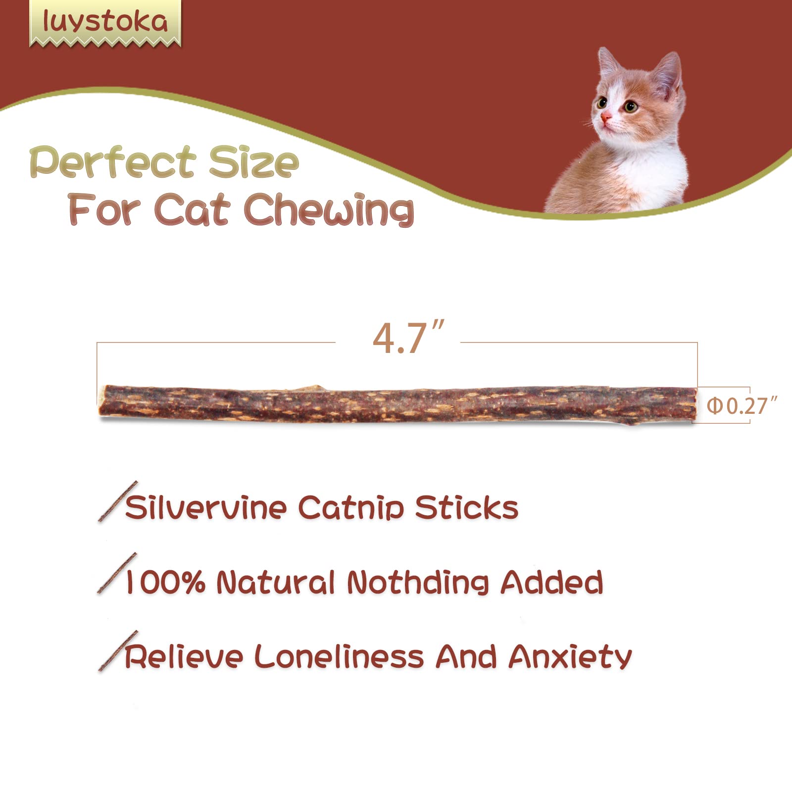 Luystoka Cat Toys - Silvervine & Matatabi Catnip Toys, 10Pcs Indoor Kitty Chew Sticks & Wand Toys For Bored Cats