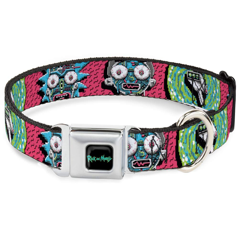 Buckle-Down Dog Collar Seatbelt Buckle Rick And Morty Circuit Faces Portal Gun 16 To 23 Inches 1.5 Inch Wide (Dc-Sb-Rmya-Wrmy005