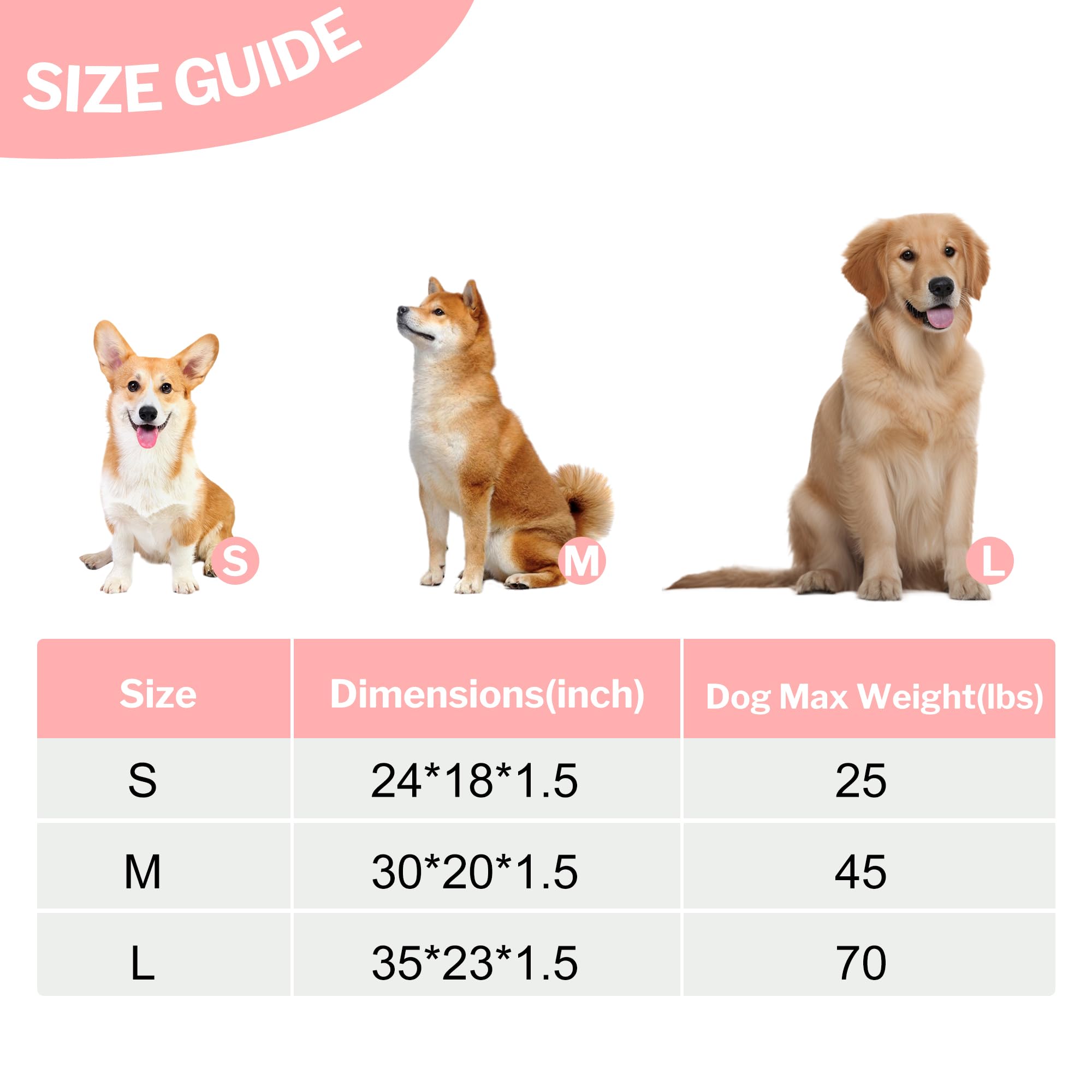 Dog Bed Crate Mat, Soft Durable Washable Anti-Slip Kennel Pad for Dogs & Cats, Reversible (Pink, S(24*18*1.5))