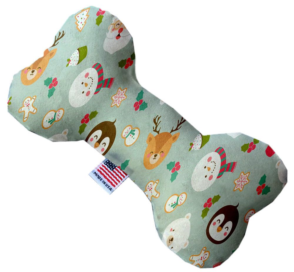 Pet and Dog Plush Heart or Bone Toy, &quot;Santa Group&quot; (Available in different sizes, and 8 different pattern options!) Grey Christmas Party 10&quot; Plush Bone