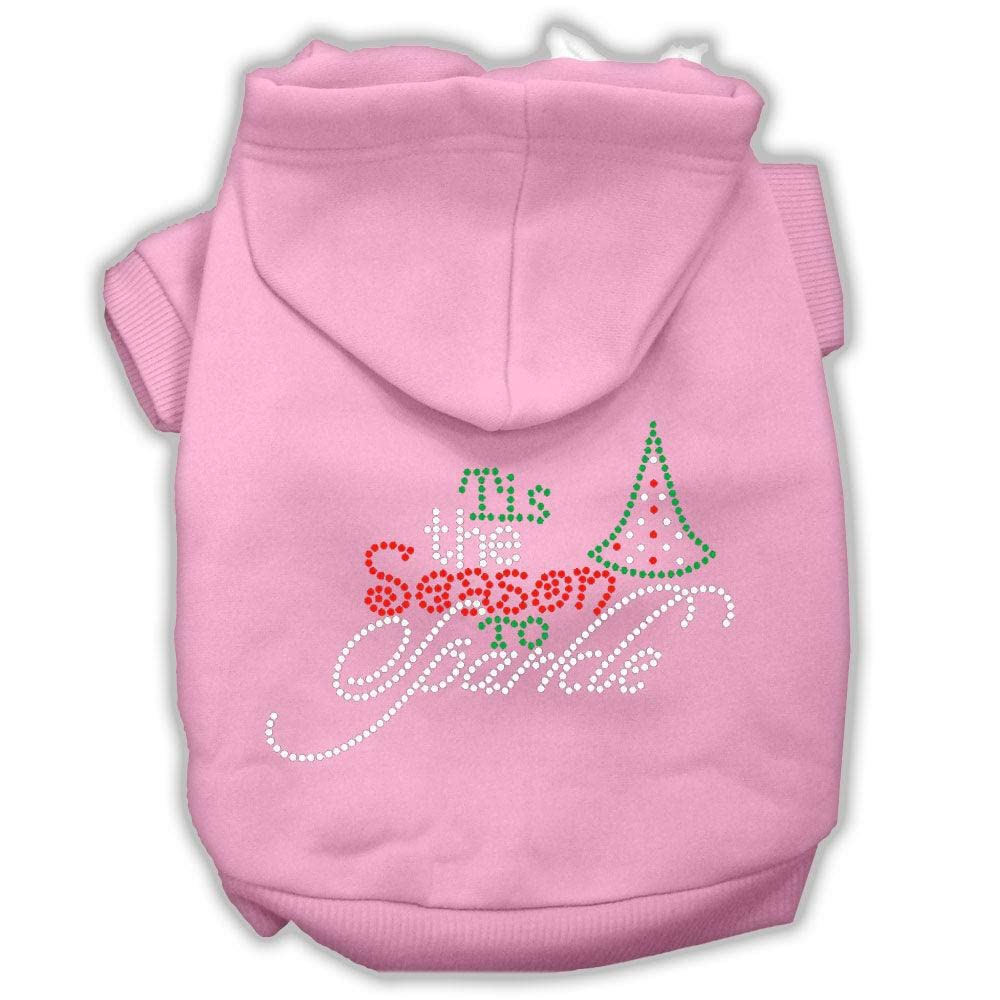 Christmas Pet, Dog & Cat Hoodie Rhinestone, 'Tis The Season To Sparkle' Light Pink Xs (0-3 Lbs.)