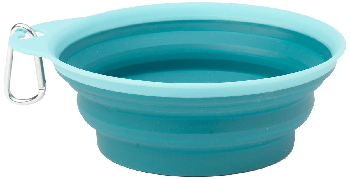 Petrageous 1-Cup Casey'S Collapsible Pet Bowl, Aqua,Blue