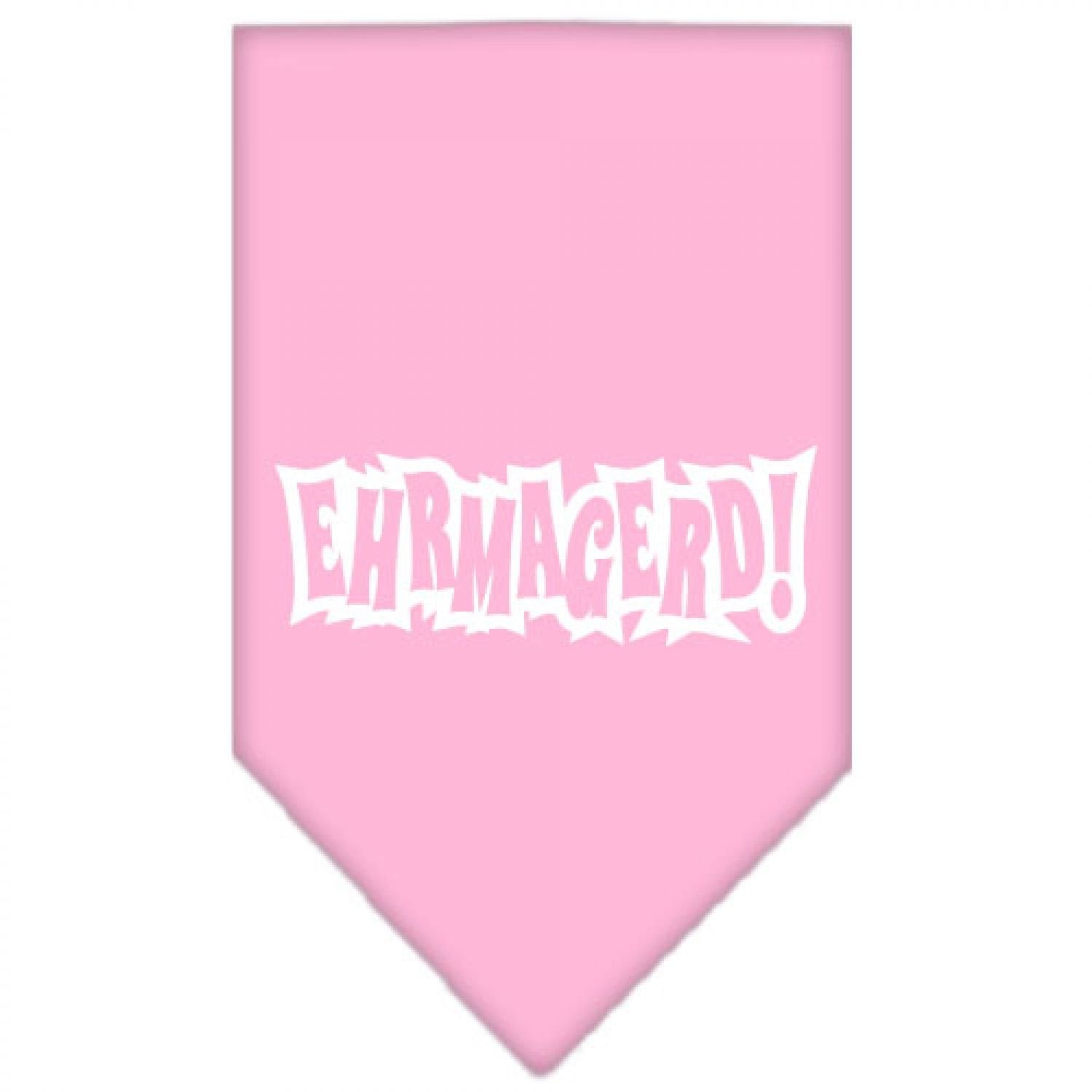 Pet and Dog Bandana Screen Printed, &quot;Ehrmagerd!&quot; Light Pink Large