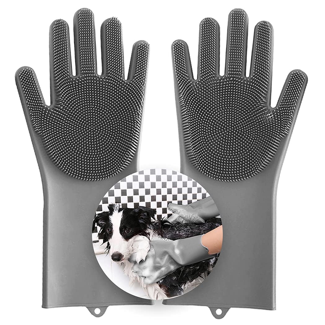 Magic Pet Grooming Gloves For Dog Bathing And Hair Removal  Heat Resistant EcoFriendly Silicone With High Density Teeth For Ca
