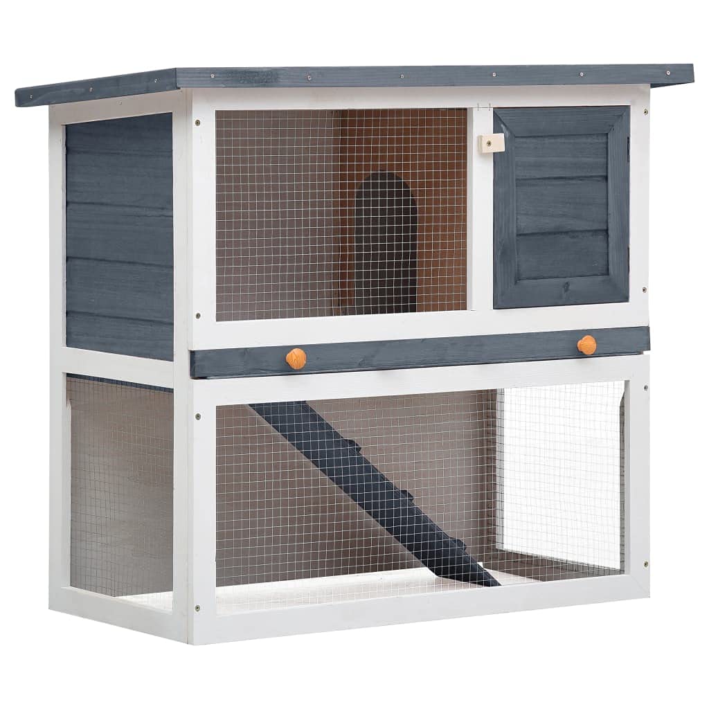 Vidaxl Outdoor Rabbit Hutch 1 Door Gray Wood