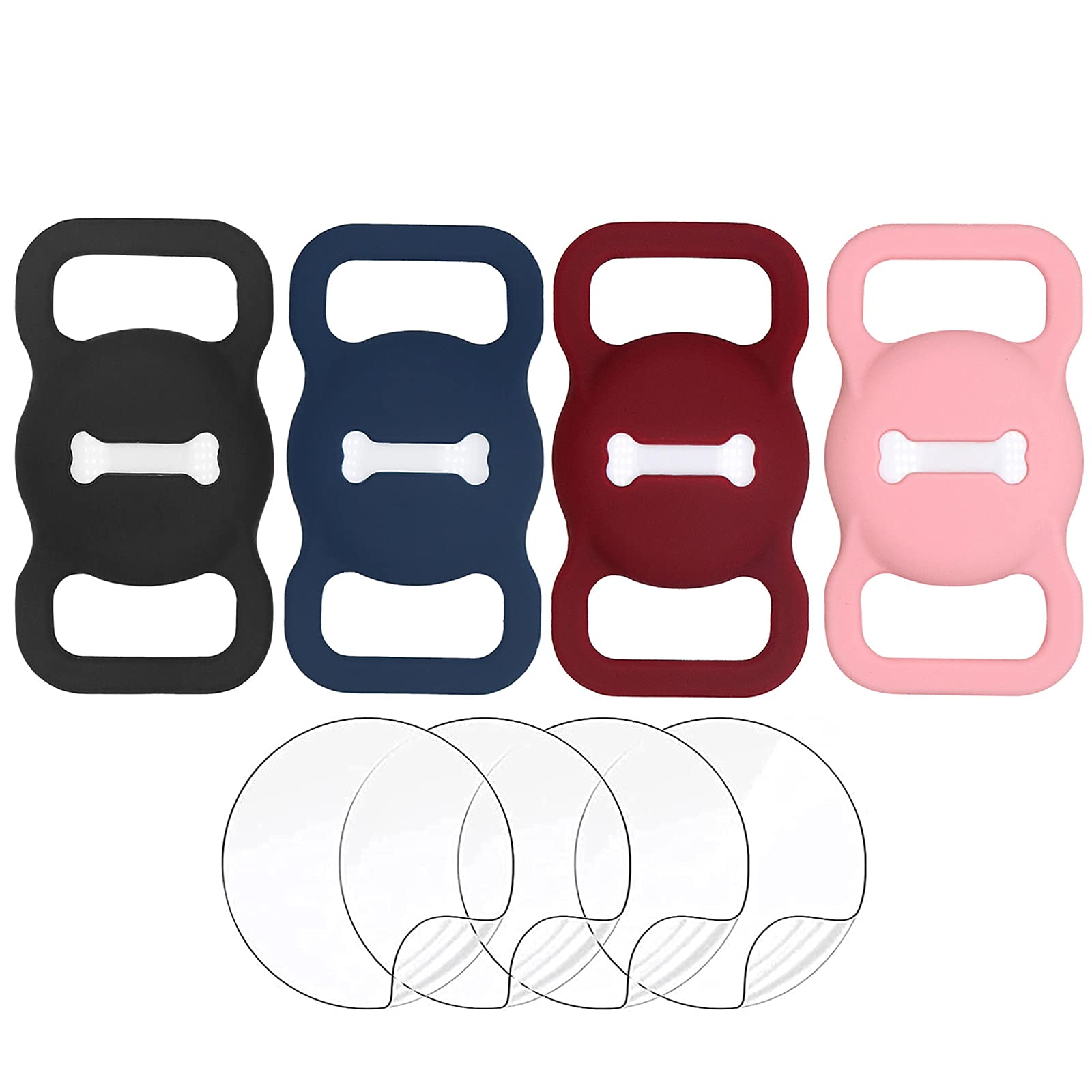 Dog Collar With Id Holder,Air Tag Holder Fixed At Dog Collar Silicone Case Cover For Pet Cat For Apple Finder Location Tracker,B