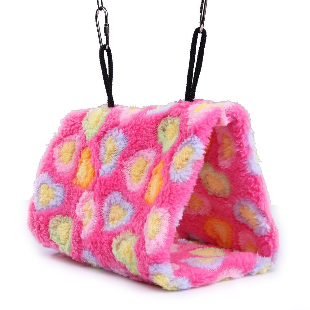 Vktech® Plush Snuggle Bird Hammock Hanging Snuggle Cave Happy Hut Bird Parrot Hideaway Size M (23.5 * 22Cm) (Pink)