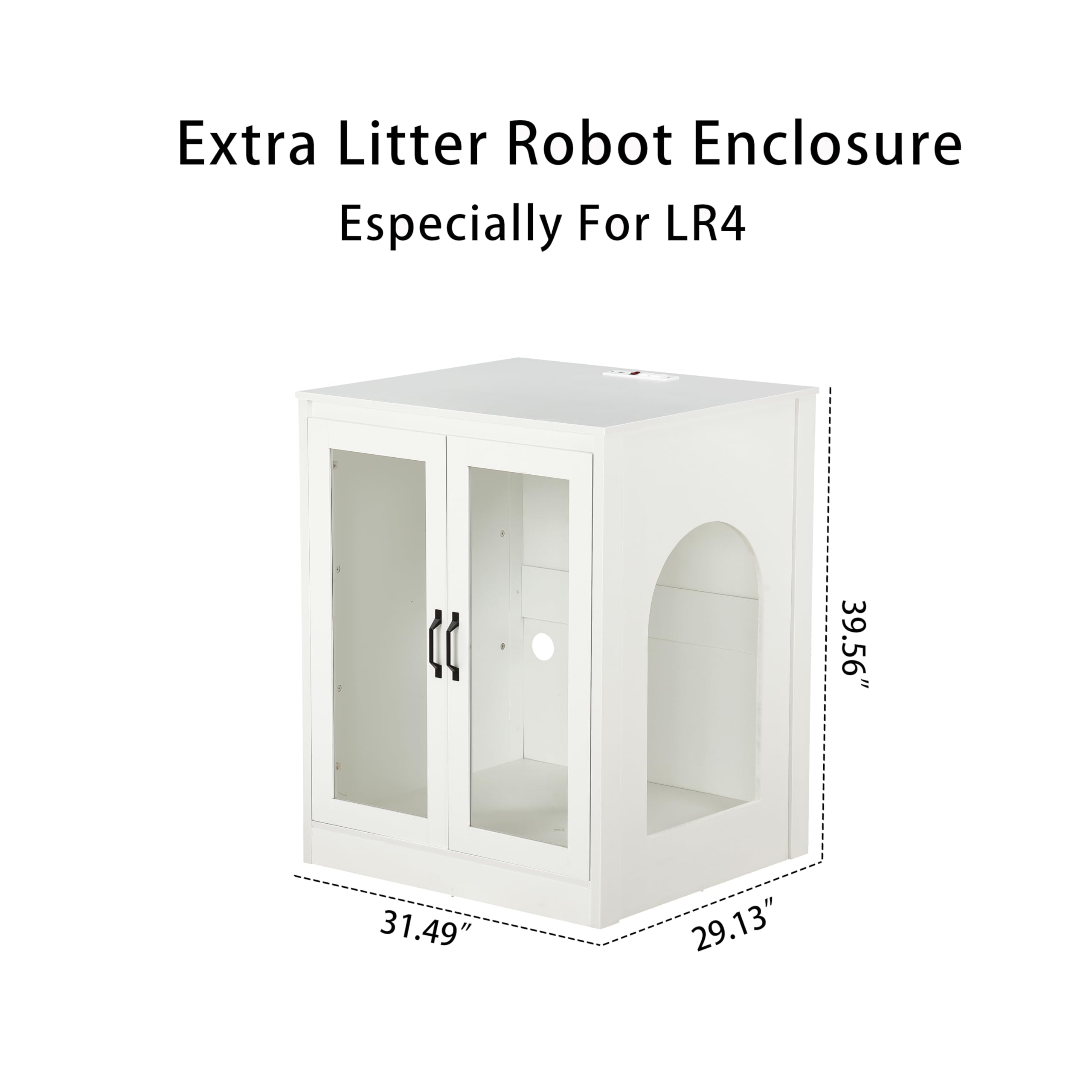 Forest Gravity Cat Litter Robot Enclosure with Cat-Observant Glass Doors,Litter Robot Cabinet with Cozy LED for Cats,Reversible