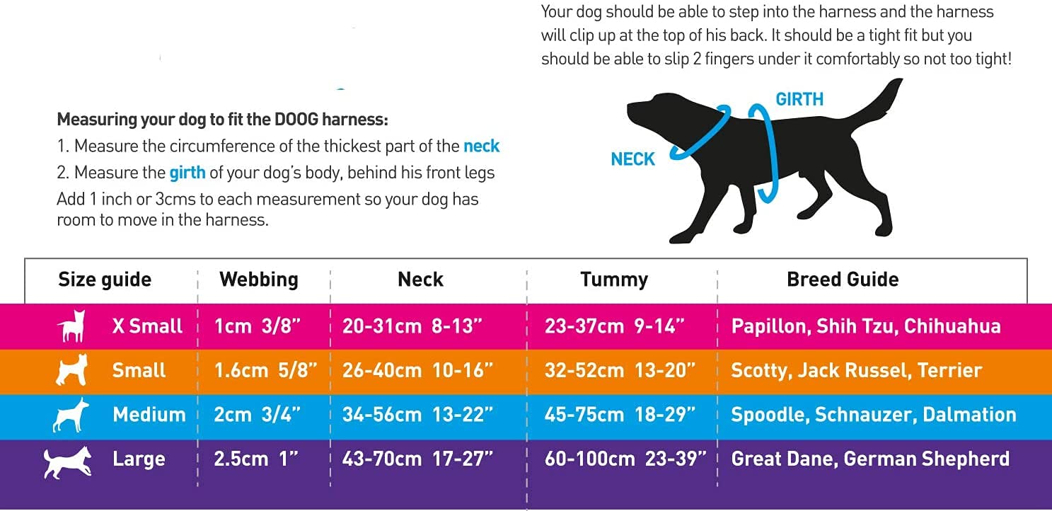 Doog Step-In Reinforced Neoprene Harness, Water Friendly, Quick-Drying, 2 Adjustable Areas, Large, (Harbfl-L)