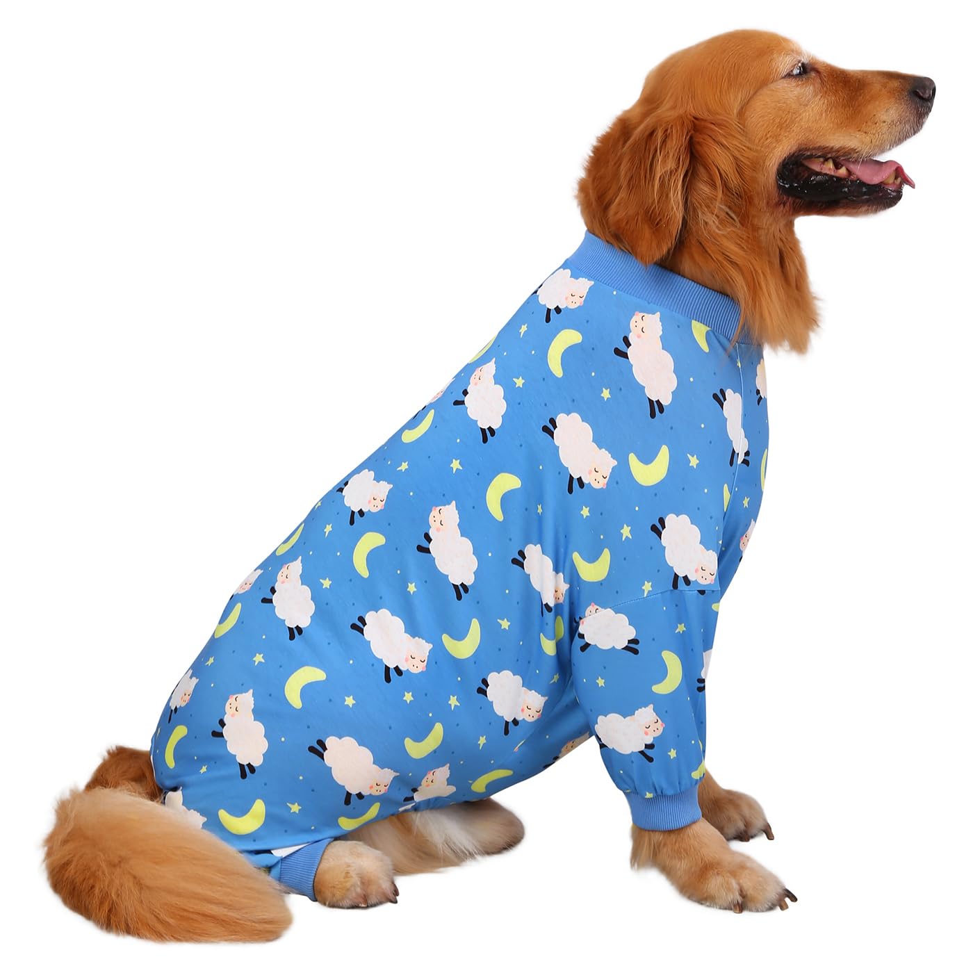 HDE Dog Pajamas One Piece Jumpsuit Lightweight Dog PJs Shirt for M-3XL Dogs Counting Sheep - M