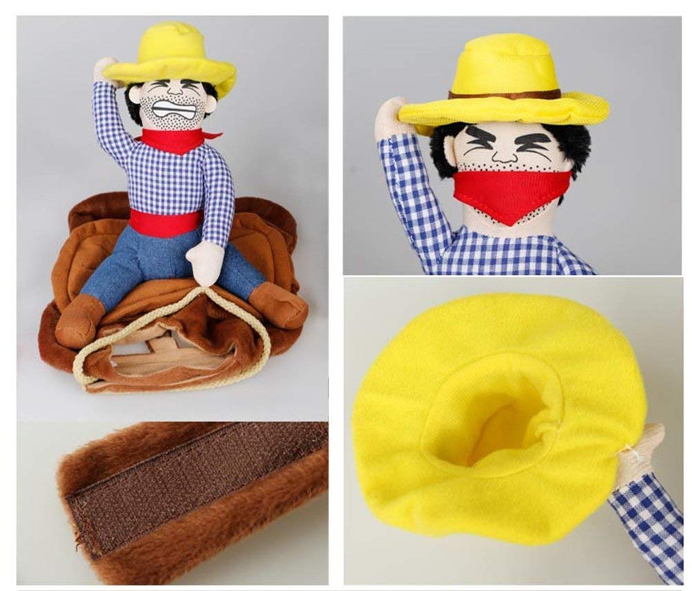 Ismarten Cowboy Rider Dog Costume For Dogs Outfit Knight Style With Hat Pet Costume For Halloween Day (X-Large)