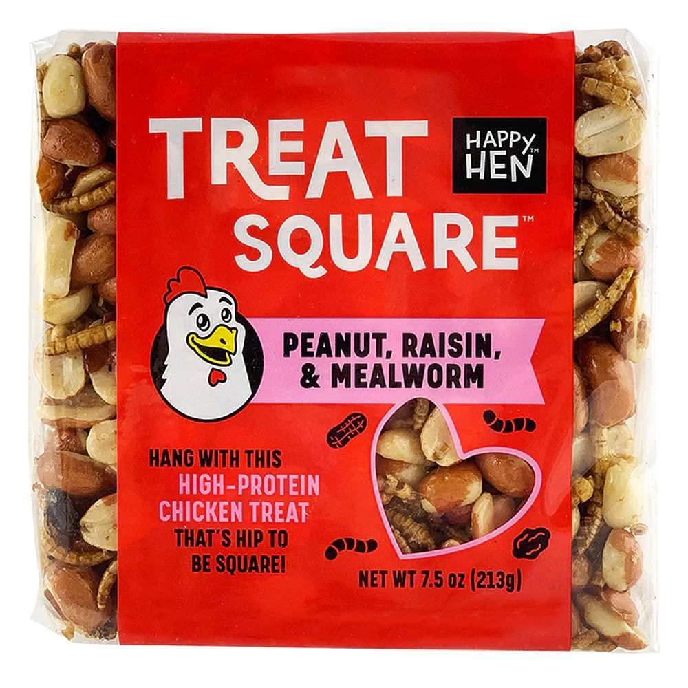 Happy Hen Treats 7.5 Oz. Square-Mealworm And Peanut, 4.25 By 4.25 By 1.25