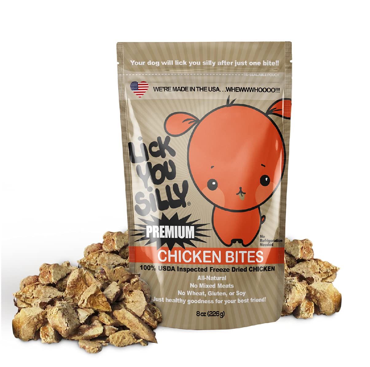 Lick You Silly Freeze-Dried Chicken Liver Dog Treats | High-Protein Puppy Training Treats for Small, Medium, & Large Dogs | Grai