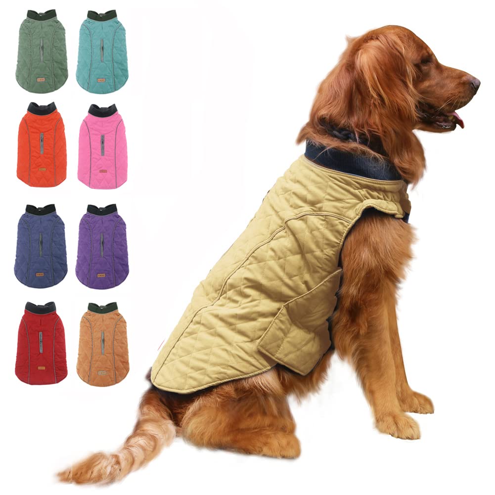 Emust Winter Coat, Polyester Dog Jacket With Lofty Collar, Small(Pack Of 1), Yellow